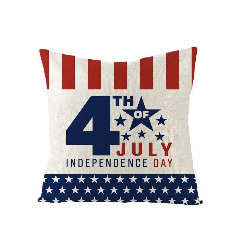 4th of July  Independence Day Decorations Cushion Cover American Flag Throw Pillow Cover Home Decorative Linen Pillow Case 45*45