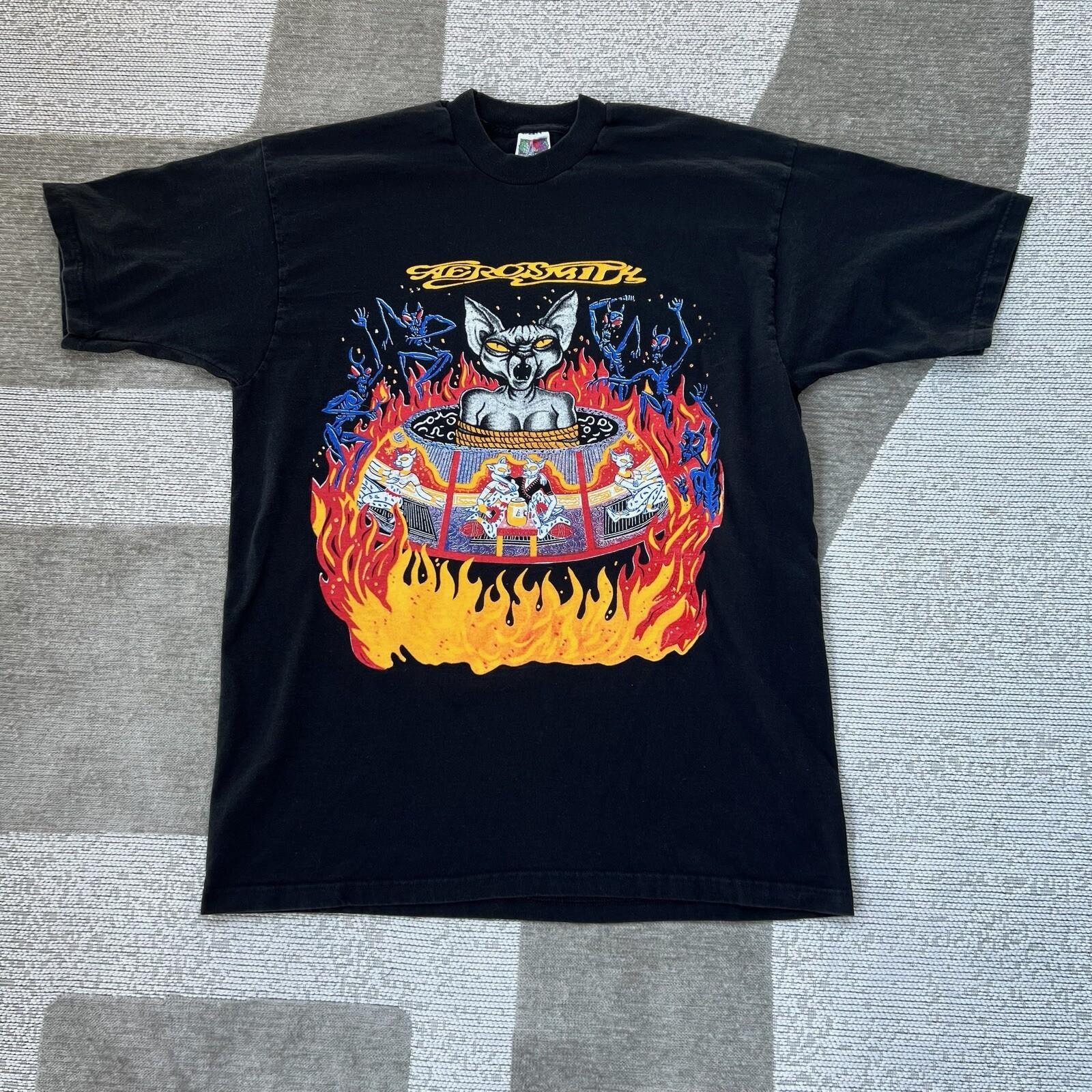 Vintage Aerosmith Nine Lives Tour 1997 90s Band Tee Shirt Men’s XL Rock Band Unisex T-Shirt XXL