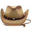 New Hand-woven Straw Hat Hollowed Out Spring and Summer Breathable Men's and Women's Couple Hats Sunscreen Western Cowboy Hats