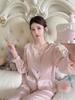 Autumn new jacquard national style pajamas long sleeves trousers retro lace loungewear court sweet high-end pajamas