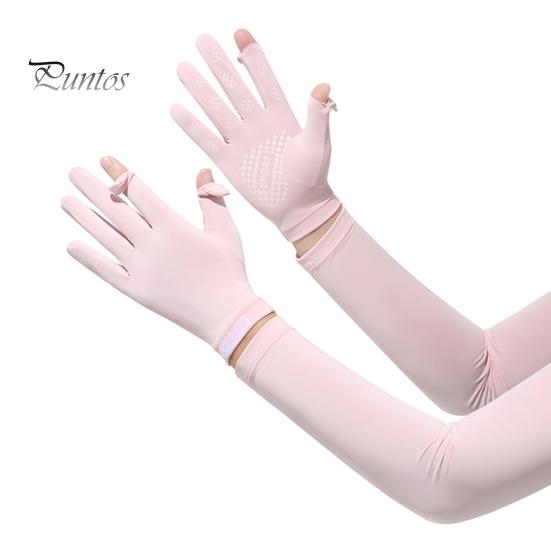 Sunscreen Arm Sleeves Women Sun Protection Gloves, Cooling with Detachable Full Finger Gloves Anti-Slip Palm, UV for Summer Driving Cycling Hiking