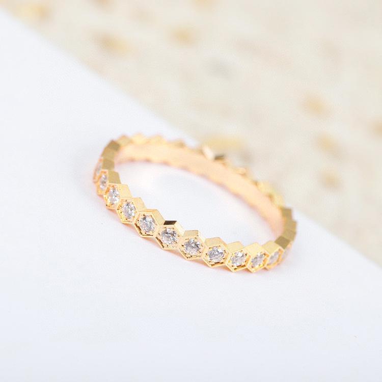 Trend Shangmei Home Ring Titanium Steel Honeycomb Ring Female Couple Gypsy Ring Rose Gold Honeycomb Ring Couple no. 5