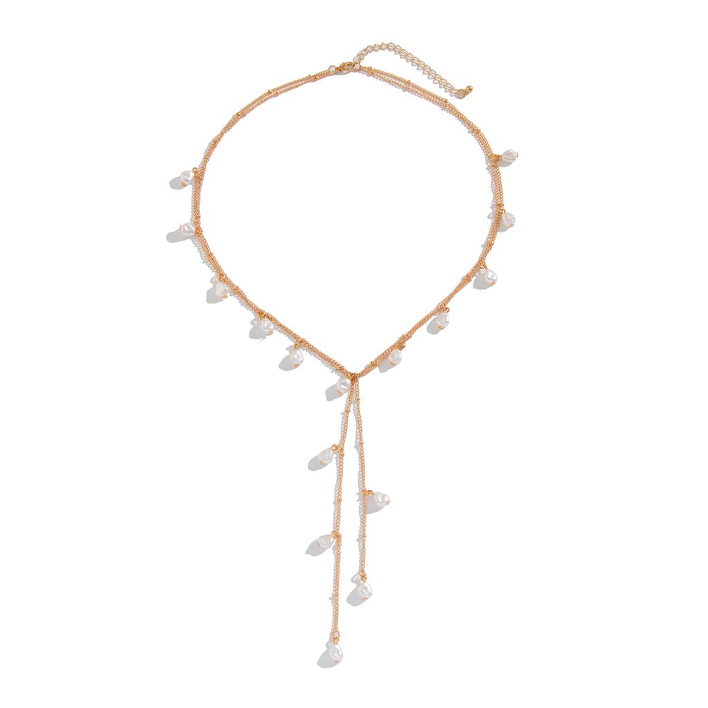Ingemark Vintage Creative Big Imitation Pearl Jesus Cross Pendant Choker Necklace for Men Luxury Adjustable Chain Grunge Jewelry