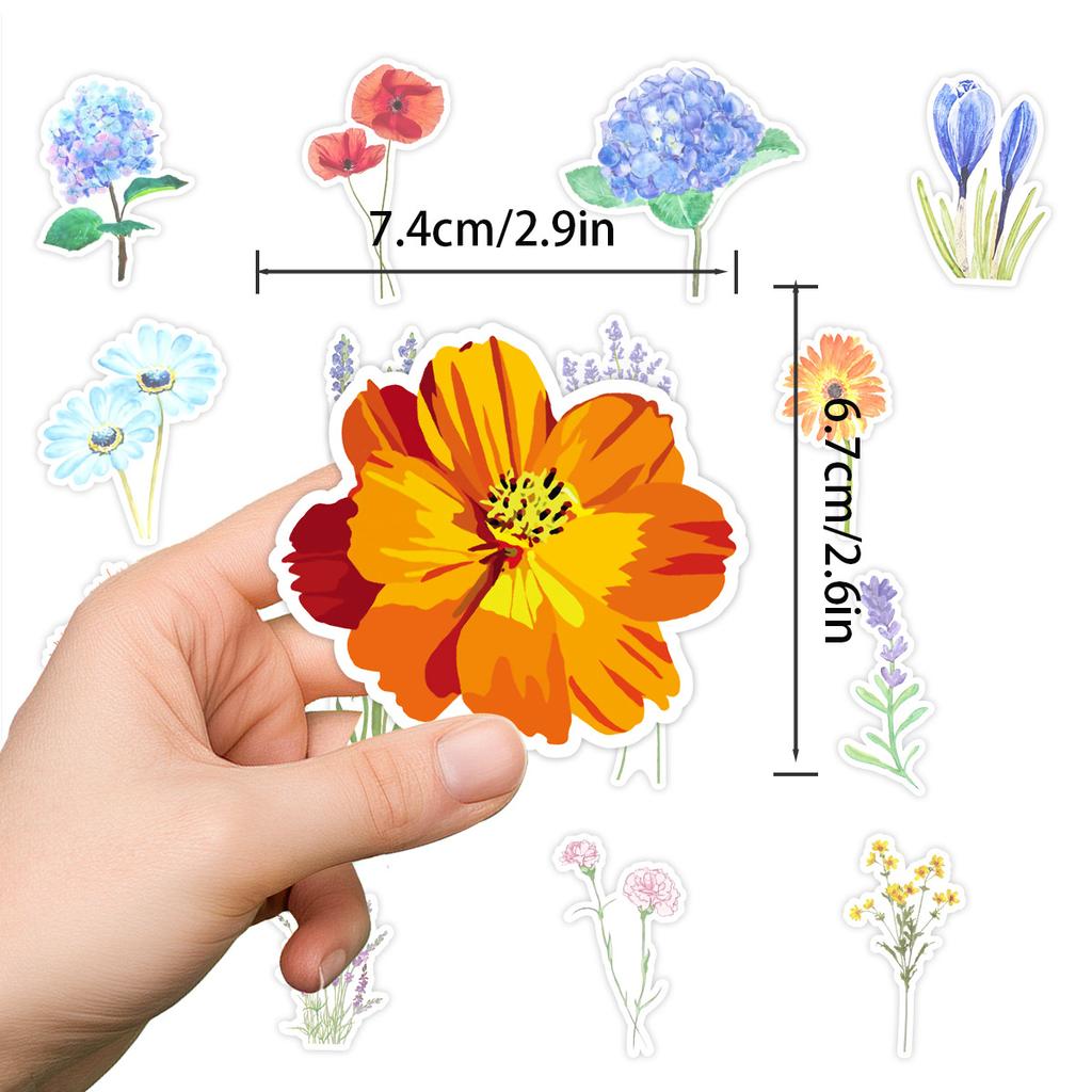 50 Flowers and Plants Graffiti Stickers, Mobile Phone Water Cups, Travel Box Waterproof Stickers, Skateboard, Guitar Stickers