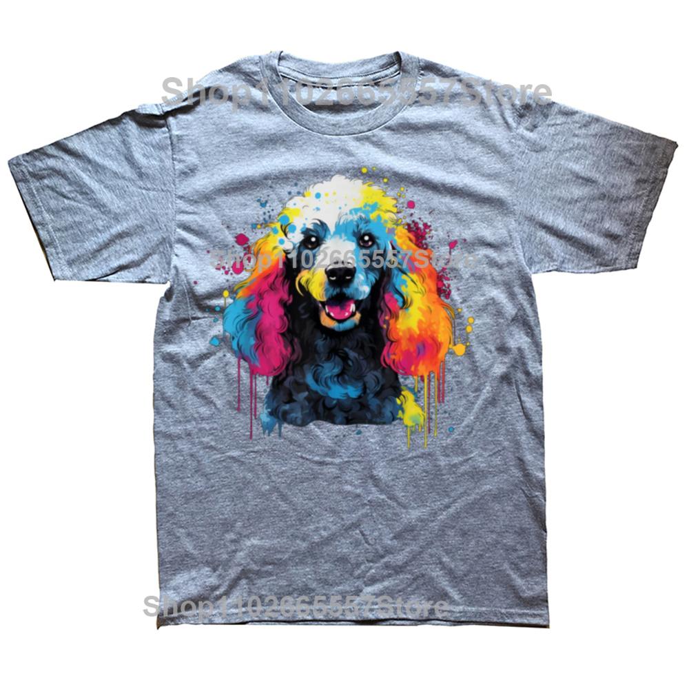 Funny Pop Art Colorful Poodle Dog Lovers Mothers Day Graphic Tshirts Men Casual Tshirt 100 Cotton Loose Oversized T Shirt