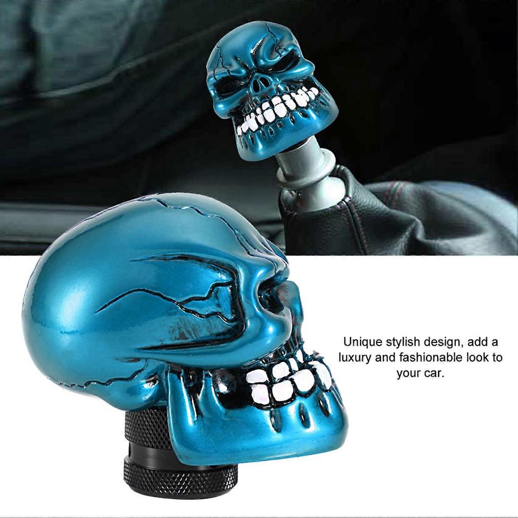 Skeleton Skull Head Car Modified Gear Shift Knob Stick Lever Shifter Universal Cyan