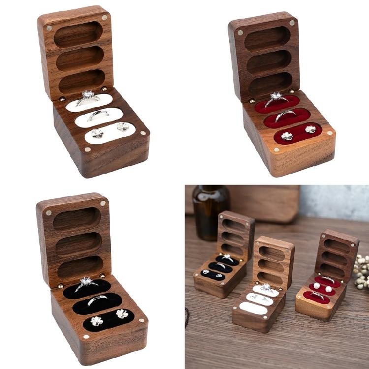 Raffinierte Ringbox aus Walnussholz Stilvoller Schmuckorganisator Elegante Brautaccessoires Präsentationsständer Hochzeitsgeschenke