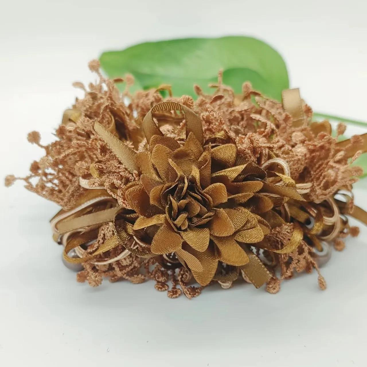 

Кружевная резинка для волос в корейском стиле с большим цветком, резинка для волос в виде толстой кишки для прически пучок, резинки для волос, товары для девочек, резинки для волос