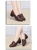 2025 Spring/Autumn Comfortable Soft Leather Chunky Heel Shoes for Women - Versatile for Middle-Aged and Elderly