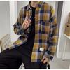 Men's Plaid Shirt: Hong Kong Style, Loose Fit, Long-Sleeve, Youth Streetwear for Spring and Autumn