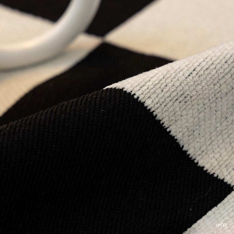 Chenille Black and White Plaid Sofa Cushion Sofa Cover Four Seasons Universal Simple Black Cushion Backrest Towel Cover Cloth