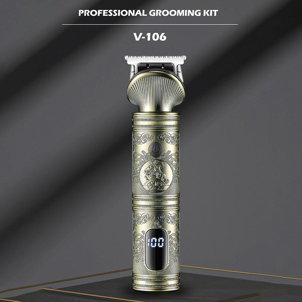 Retro Engraving All Metal Hair Clipper LED Display Fast Cutting Shaving Haircut Professional Styling