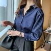Vertical Line Transitional Ribbon Blouse Women's Blouse Short Sleeve Length
