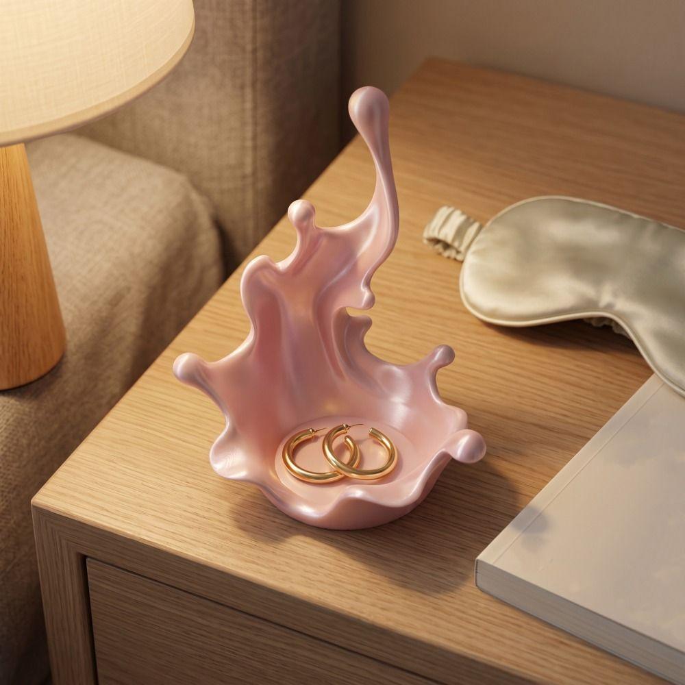 3D Printed Water Splash Trinket Holder Wave Shaped Earring Necklace Storage Dish  Bedroom
