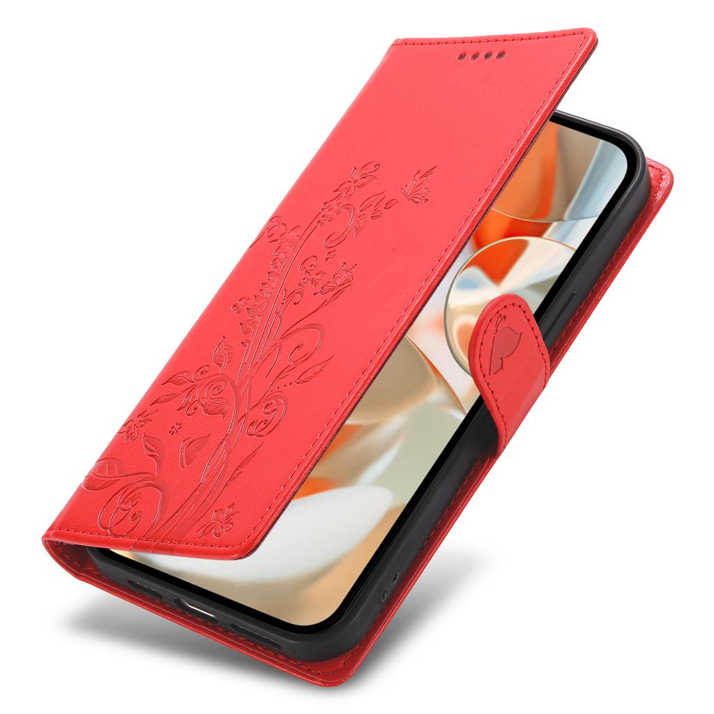 Pro Google Pixel 9 Pro XL pouzdro typu peněženka s potiskem motýlů a květin, kryt na telefon z PU kůže s poutkem na zápěstí
