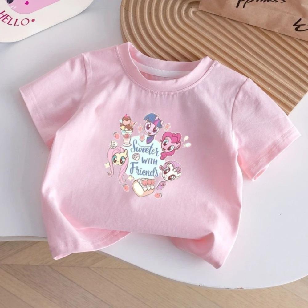 Xiaoma Baoli Cartoon Printed Children's T-shirt 2026 New Summer Cotton Versatile Breathable Round Neck Parent Child Short Sleeve