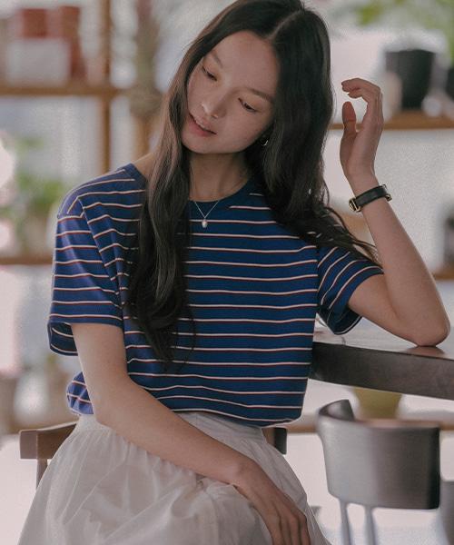 Tilaidai Stripe Cotton T-Shirt Tisu01Ts08_Blue
