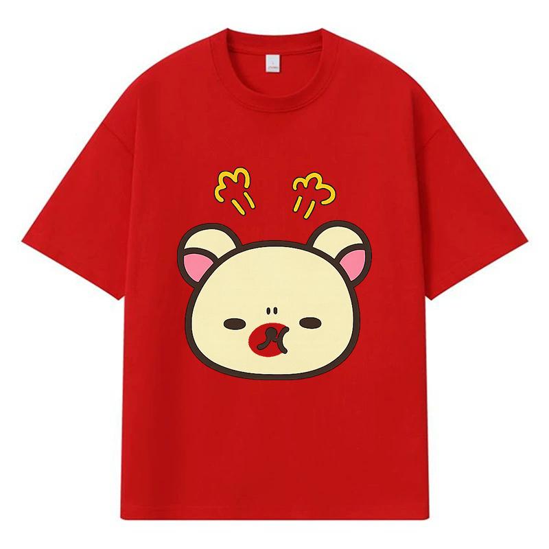 2026 Bear Head Printed Graphic Y2k Harajuku Streetwear 100% Cotton T Shirt Casual Oversized Summer Men T-shirt