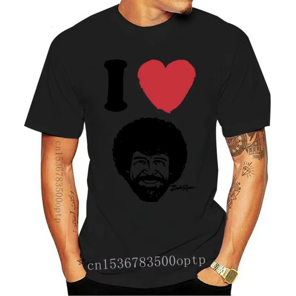 

Новая футболка Bob Ross I Heart для мужчин и женщин, винтажная футболка с круглым вырезом, 100% хлопок, футболка S