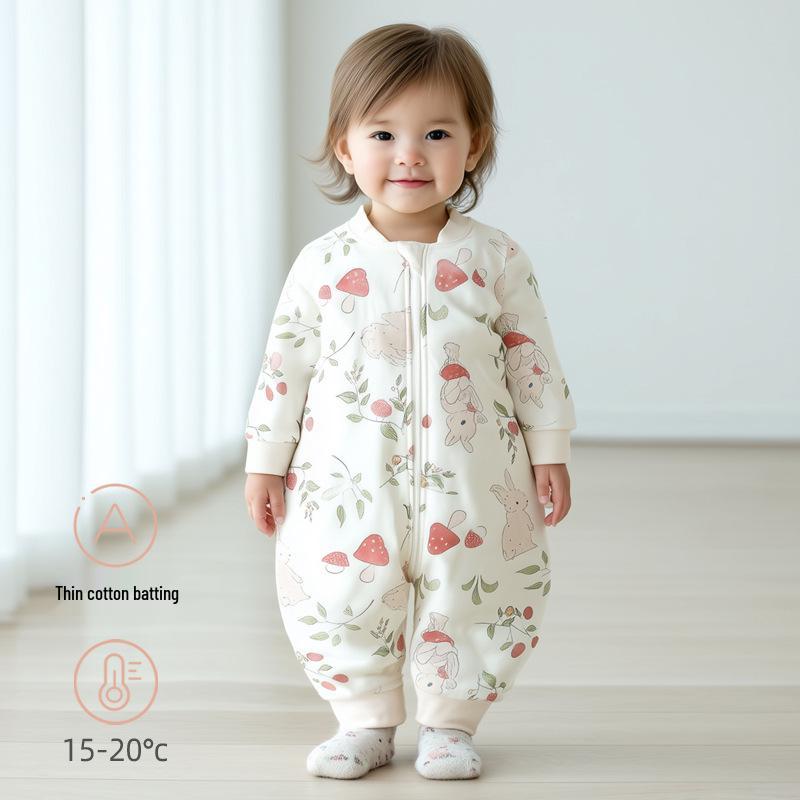 Newborn Split-Leg Sleeping Bag: Padded, Zippered, Anti-Kick Quilt for Home Wear