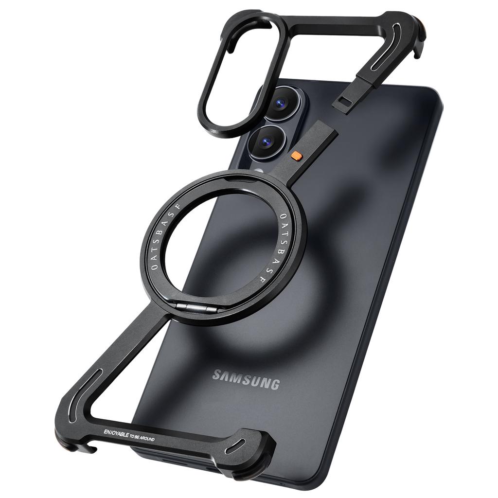 Oatsbasf Magsafe Metal Frame for Samsung Galaxy S25 Edge Phone Case with Stand 360° Rotatable Phone Case for Samsung Galaxy A56