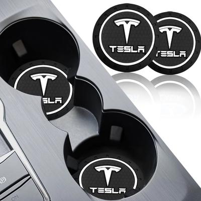 1/2pcs Silicone Car Coaster Water Cup Slot Non-Slip Mat PVC Pads For Model 3 Model S Model X Y 2020 2021 2022 Roadster K80
