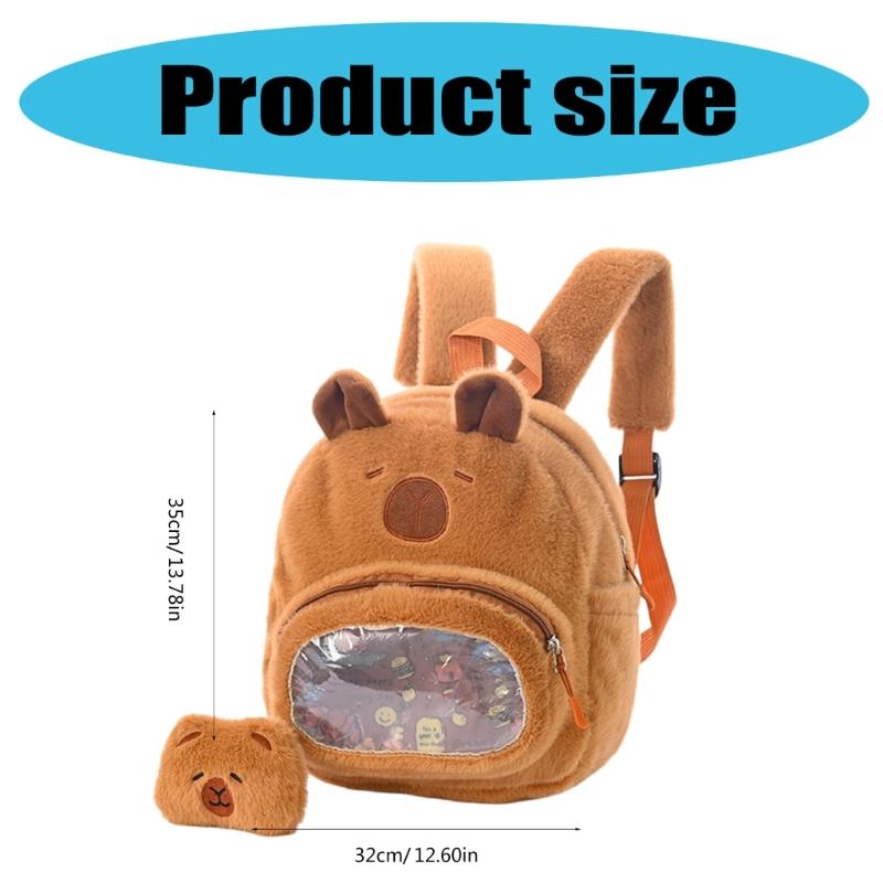 Cartoon Ita Bag Capybara Plush Backpacks Girl School Bag Plush Rucksack Travel Daypack for Girl Women Travel Camping