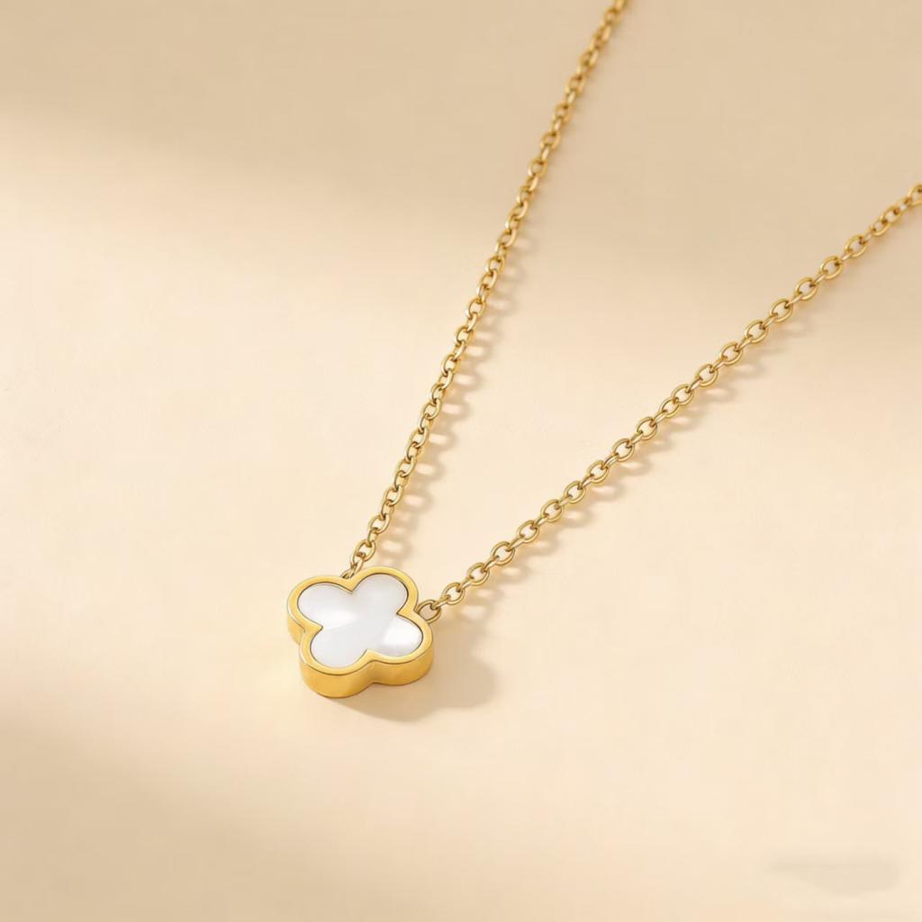 Four-leaf Clover Bracelet Necklace and Earring Set - Titanium Steel Understated Luxury and Minimalist Four-leaf Clover Jewelry