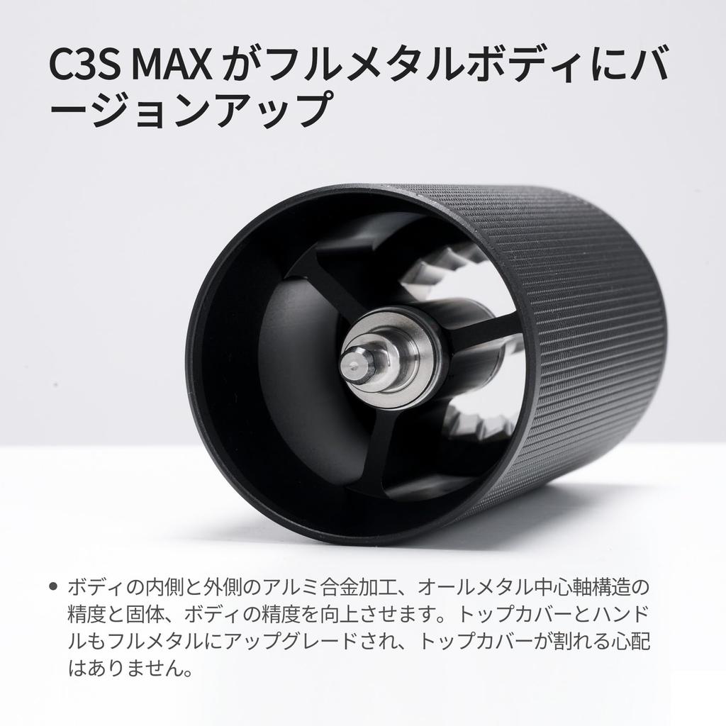 TIMEMORE C3S Max Coffee Manual Folding 30g CNC Stainless Steel Conical Internal Adjustable Double Bearing Positioning for Chestnut Black Grinder,