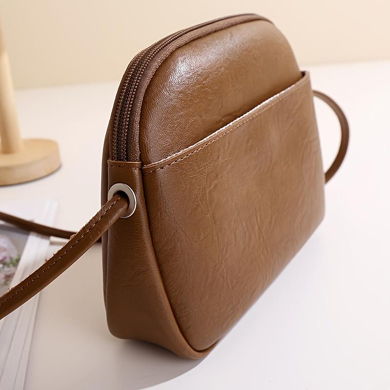 Damen Retro Mini-Schultertasche, Unifarben, Reißverschluss, Polyestergefüttert, Vielseitige Münzbörse, Reisepass-Kartenhalter