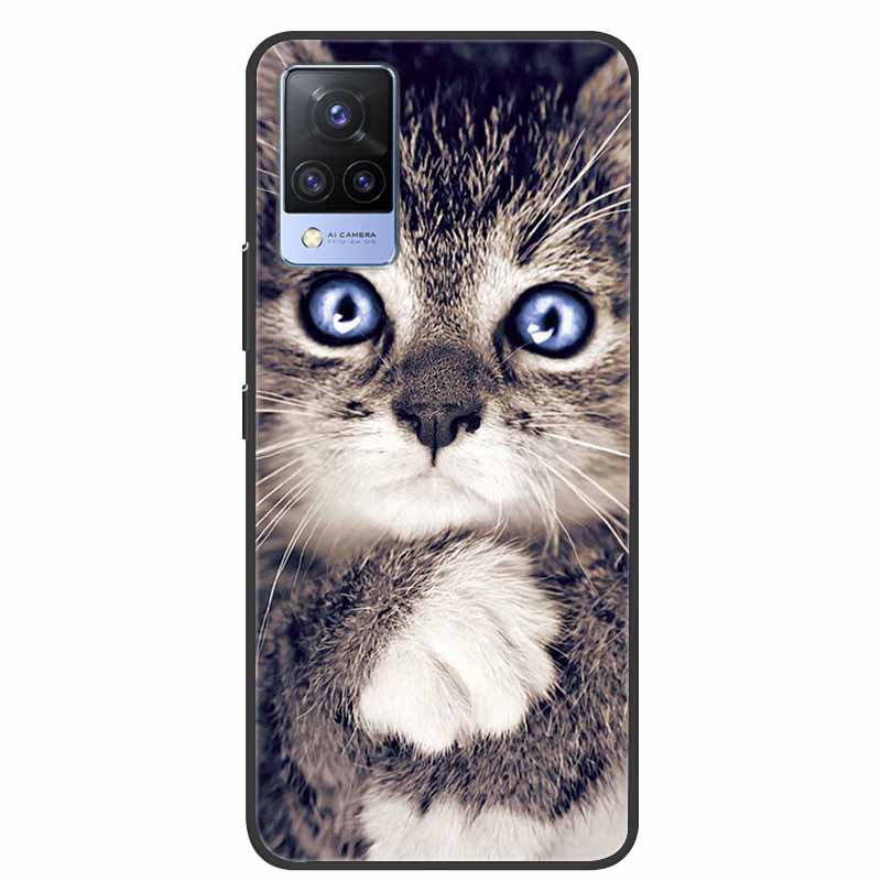 For Vivo S9 V21 V21e Case Black Silicone Back Cover Case For Vivo V21 S9 V21e Phone Cases Cover V 21 e S 9 Funda Coque Cartoon