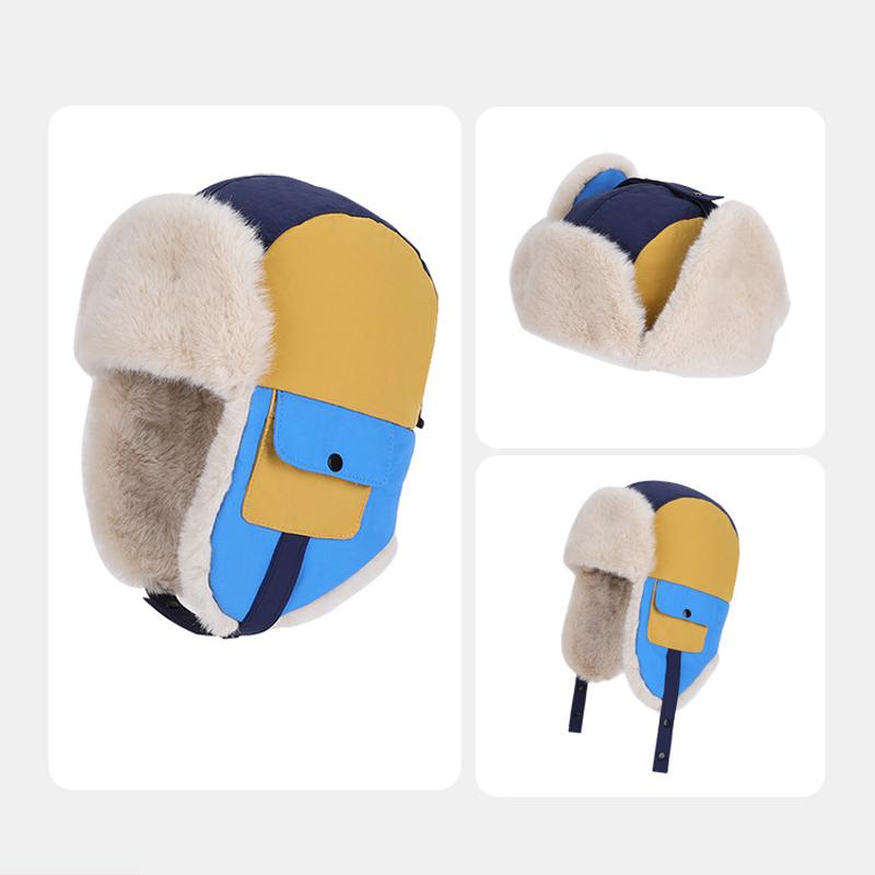 Children's Hat Winter Boys Girls Outdoor Windproof Cold-Proof Bomber Hat Velvet Thick Warm Ear Protection Cap