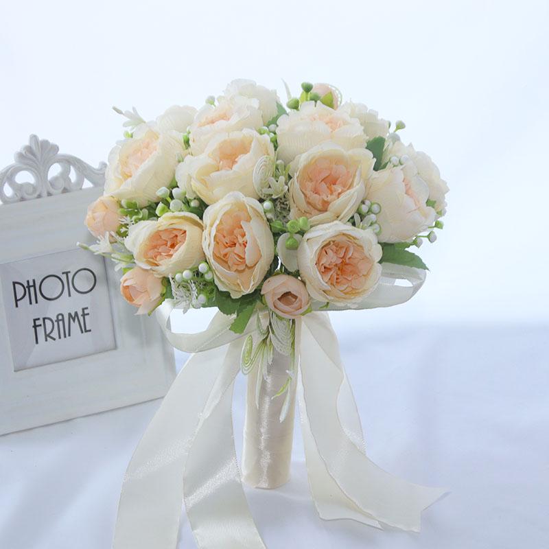Korean Style Bridal Bouquet for Weddings - Artificial Flower Ball for Bridesmaids & Photo Props