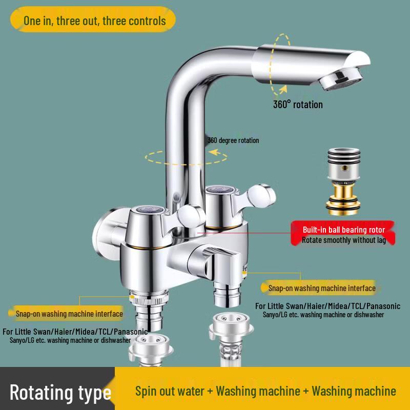 3-Way Rotary Faucet for Washing Machine & Mop Pool