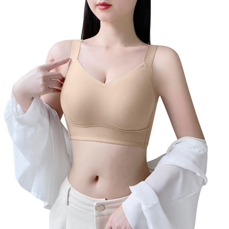 Seamless Underwear for Women Thin Style No Steel Ring Full Coverage Small Bra for Breast Enhancement and Anti-exposure
