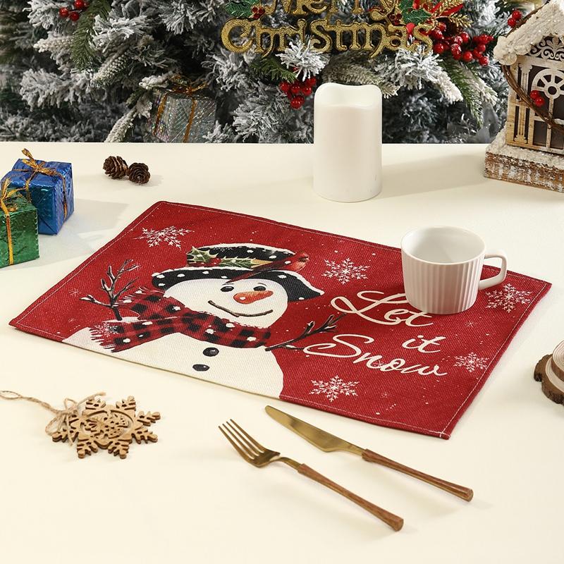 1/4pcs Snowman Christmas Placemats Linen Tableware Mat Christmas Decorations For Home Kitchen 2026 Xmas Navidad Noel Table Decor
