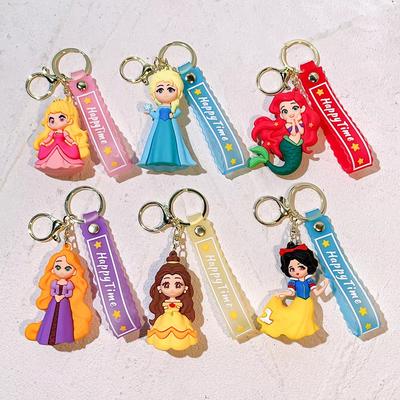 MINISO Chaveiro Boneca Princesa Branca de Neve Ariel & Elsa Brinquedo de Pvc Enfeites para Celular Charms para Bolsa Chave de Carro Presentes de Aniversário para Meninas