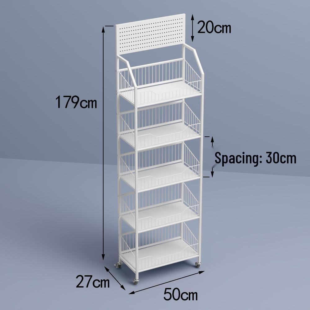 Freestanding Multilayer Snack & Beverage Display Rack for Convenience and Home Use