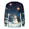 Women's Casual Fashion Christmas Print Long Sleeve Round Neck Pullover Top Blouse Sweatshirt