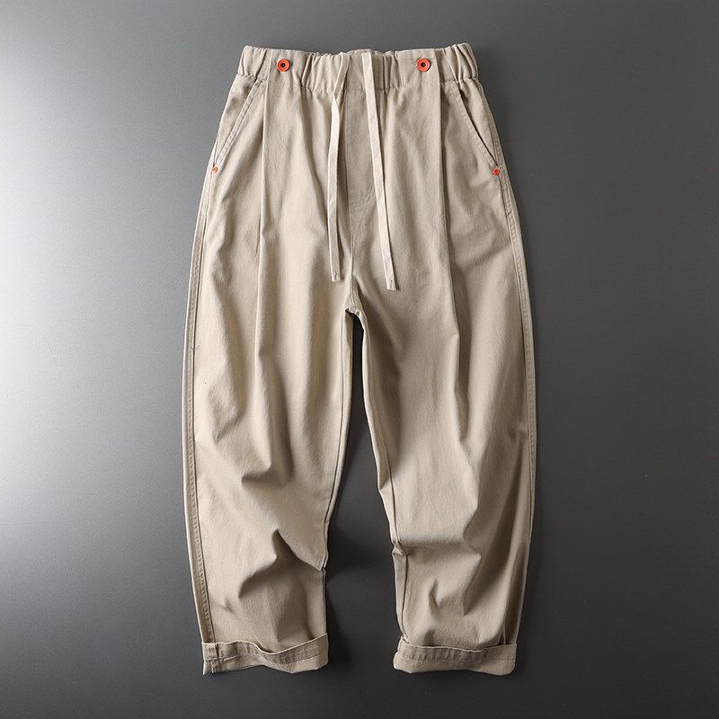 Fashion Brand Japanese Style Ankle-Tied Straight Cargo Pants Autumn and Winter