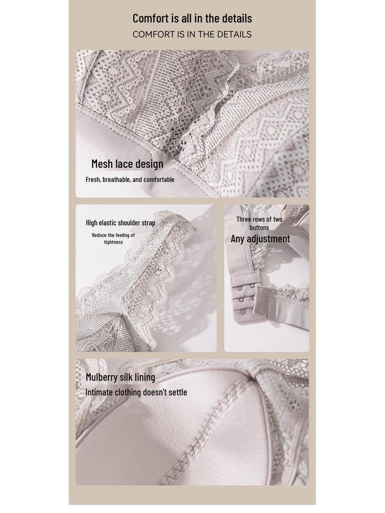 Eleganter Dreiecks-BH aus Maulbeerseide mit Spitze - Bequem, verstellbar, Lingerie im französischen Stil für Damen