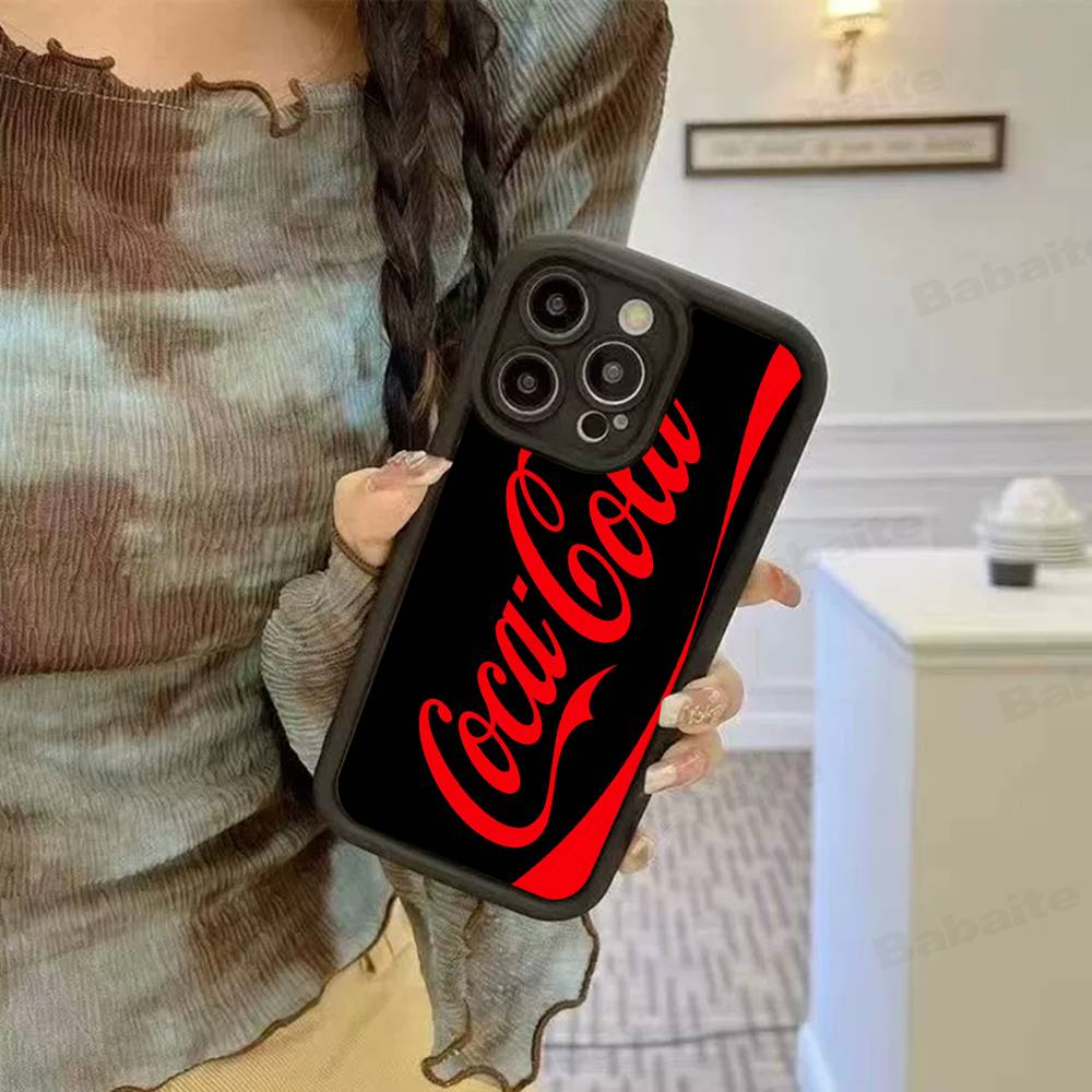 C-COCA Logo C-COLA Silicone Soft Phone Case For IPhone 17 16 14 13 12 11 15 Pro Max Plus Air Cover
