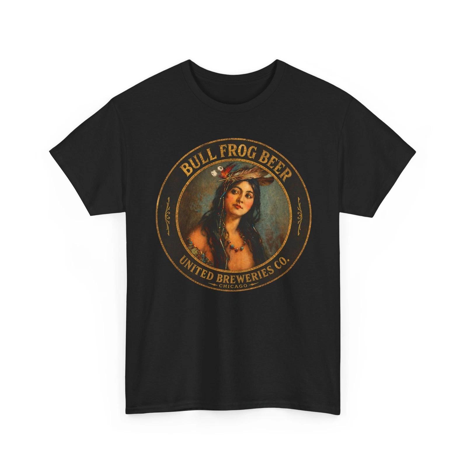 Bull Frog Beer Bullfrog United Breweries Chicago IL Indian Maiden Retro T-Sirt M