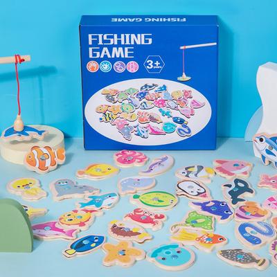 Ξύλινα Μαγνητικά Παιχνίδια Ψαρέματος Παιδικά Κινούμενα Σχέδια Θαλάσσια Πλάσματα Γνωστικά Παιχνίδια Ψαριών Εκπαίδευση Αλληλεπίδραση Γονέα-Παιδιού Δώρα για Παιδιά