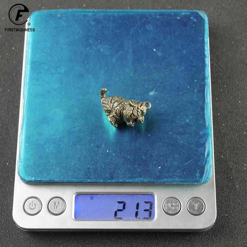 Copper Tiger Small Ornaments Retro Brass Chinese Zodiac Animal Tiger Statue Figurines Keychains Pendants Antique Home Desk Decor