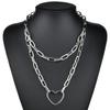 Fashion Double Layer Love Chain Necklace Women Punk Link Chain Pendant Necklace
