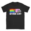 Men's T-Shirt Nyan-Cats Rainbow Game Novelty Pure Cotton Tee Shirt Short Sleeve Funny Internet Meme T Shirts Crewneck Merch Gift