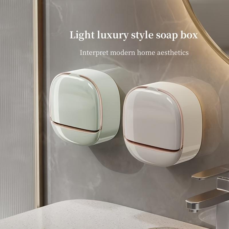 Waterproof Soap Holder, Wall-Mounted Soap Dish No Drilling Required, High-Quality Covered Soap Container Suitable for Bathroom Use