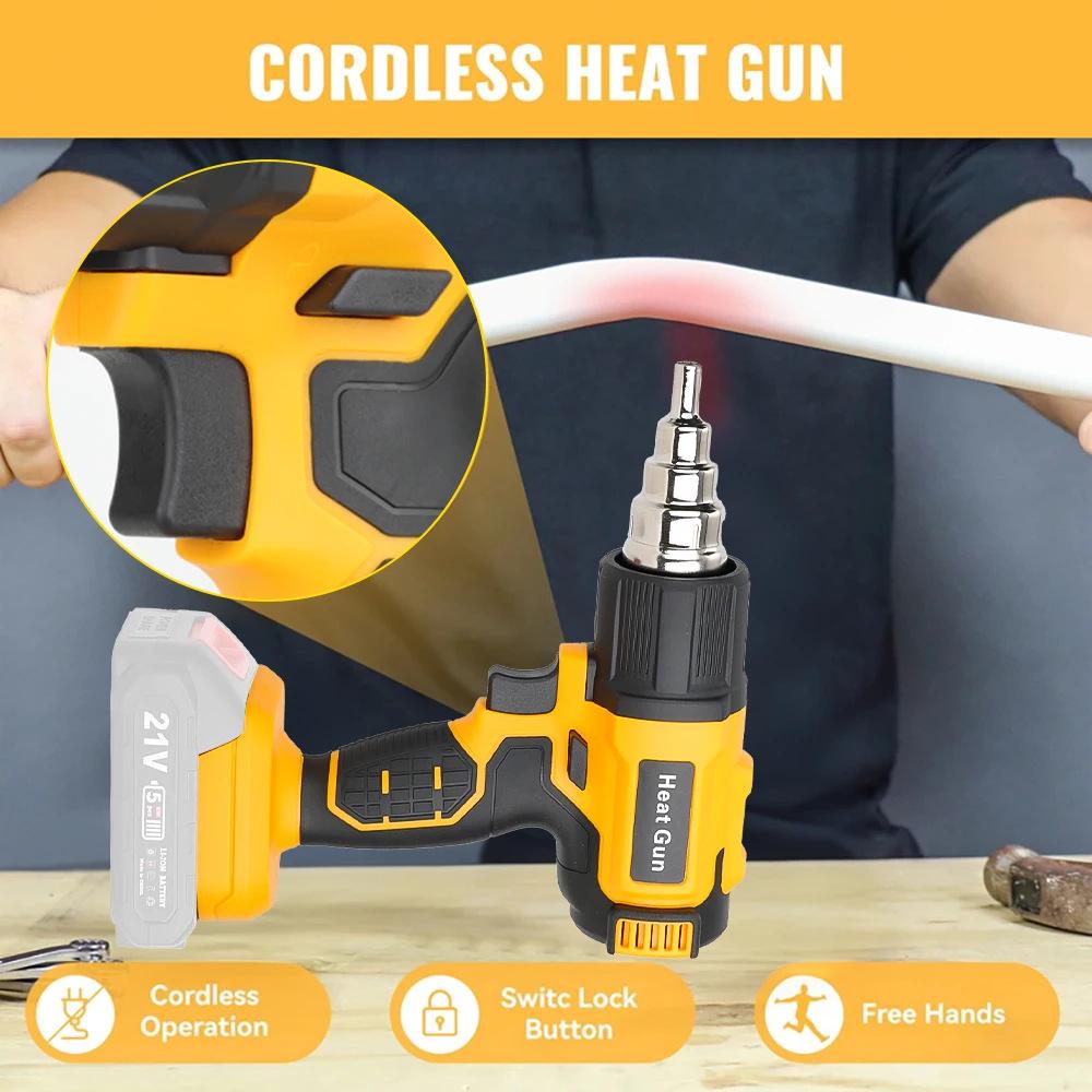 Industrial Wireless Hot Air Gun with Large Lithium Battery for Heat Shrink Film and Plastic Welding
