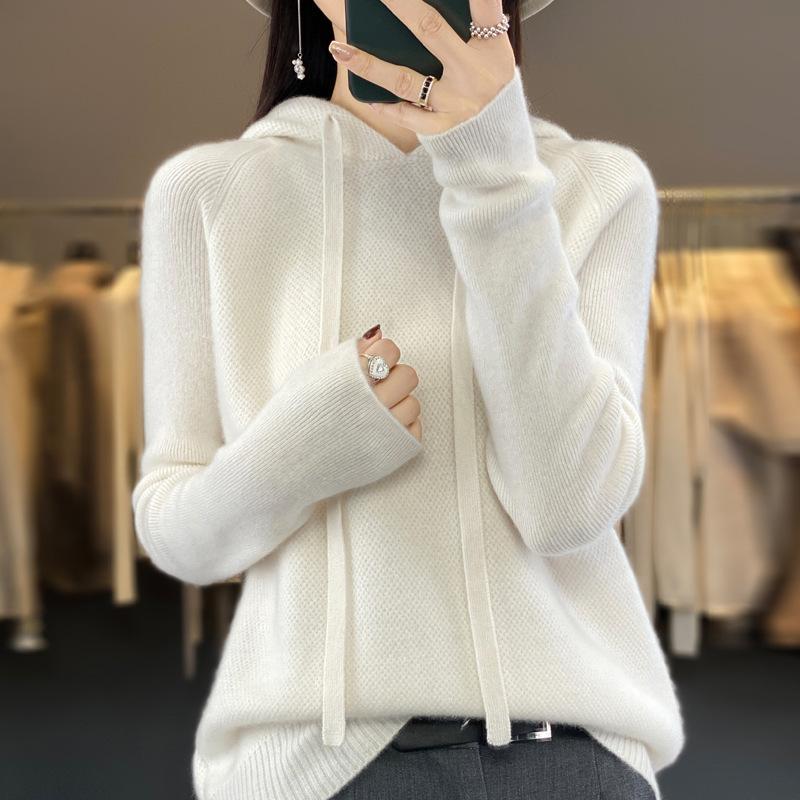 The New Hooded Sweatshirt for Women In Autumn and Winter Is A Base Layer with A Knitted Sweater and A Casual Large-sized Sweater